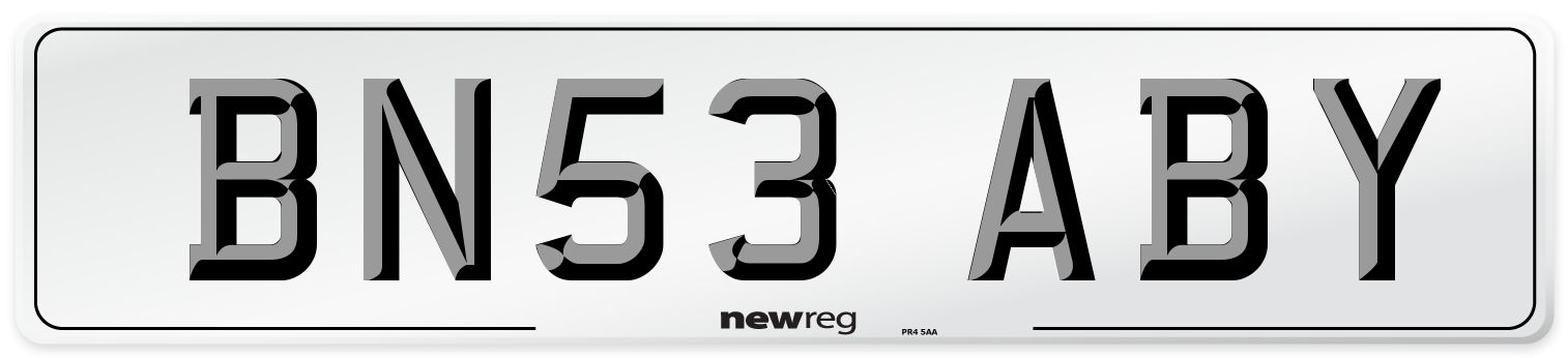 BN53 ABY Number Plate from New Reg